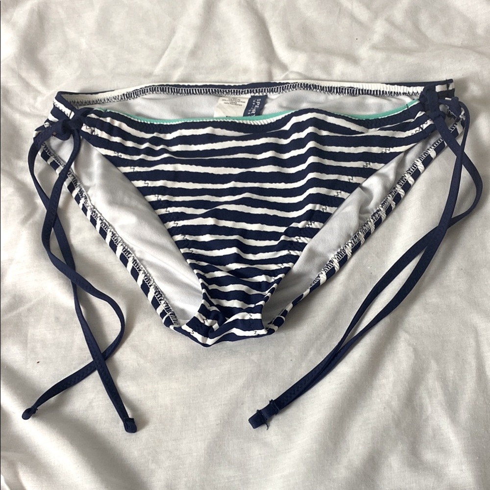 Navy and White Striped Bikini Bottom